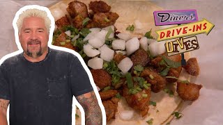 Guy Goes WILD for Carne Adovada Tacos amp Shrimp Burrito  Diners DriveIns and Dives  Food Network [upl. by Thayne]