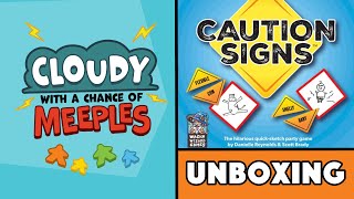 Caution Signs Unboxing  Cloudy with a Chance of Meeples [upl. by Sayette979]