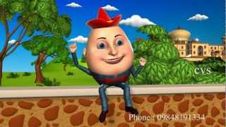 Humpty Dumpty  3D Animation English Nursery Rhyme songs For Children with Lyrics [upl. by Ynohtnaed]