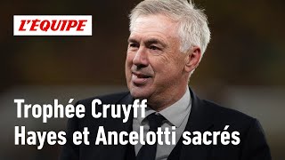 Ballon dOr 2024  Ancelotti et Hayes remportent le trophée Cruyff du meilleur entraîneur de lannée [upl. by Holleran]