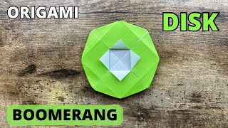 BOOMERANG DISK ORIGAMI EASY TUTORIAL CRAFT  MAKE PAPER RETURNABLE DISK BOOMERANG ORIGAMI FIDGET TOY [upl. by Naek]