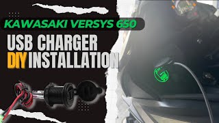 Kawasaki Versys 650 USB Charger Installation With subtitle [upl. by Mcgray]