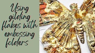 USE your Gilding Flakes with Embossing Folders Fun easy cardmaking cards cardmaking papercraft [upl. by Llireva]