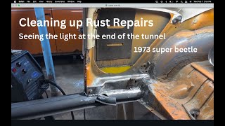 Cleaning up some rust repairs on the 1973 super beetle [upl. by Idel]