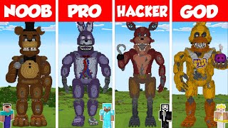 Minecraft FIVE NIGHTS AT FREDDYS STATUE HOUSE BUILD CHALLENGE  NOOB vs PRO vs HACKER vs GOD  FNAF [upl. by Adnuahsor]