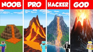 Minecraft TNT VOLCANO HOUSE BUILD CHALLENGE  NOOB vs PRO vs HACKER vs GOD  Animation [upl. by Cornelie]