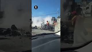 Mujer embarazada se salva de milagro tras accidente vehicular en la MéxicoPachuca [upl. by Wilbur]