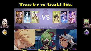 TCG Battle Traveler vs Arataki Itto  Event 37  Genshin Impact [upl. by Anibas477]