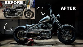 Harley Davidson Sportster to Hardtail Bobber Fabrication Build in 20 Minutes [upl. by Enilada]