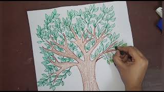 Simple Peepul tree drawing for Kids  Peepul tree drawing project work for kids [upl. by Philip806]