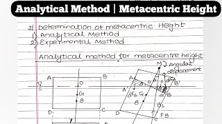 Metacenter Height Derivation  Analytical method  Fluid Mechanics [upl. by Conrado846]