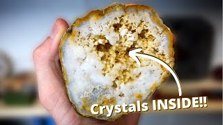 Finding Crystals Inside Kentucky Geodes  Cutting Open GEODES w Lapidary Saw [upl. by Anits]