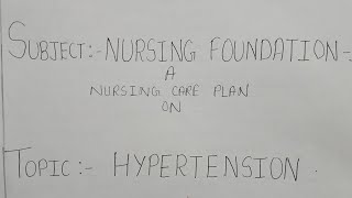 Nursing care plan on Hypertension Ncp  medical surgical nursing msn  for nursing students [upl. by Kcolttam]