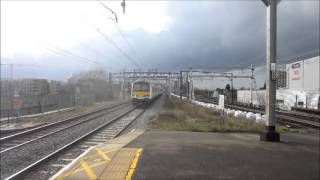 Trains At Woodford Hainault Central Line Stratford Shenfield and Romford 180214 [upl. by Nnylorac]