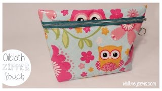 Oilcloth Zipper Pouch with Strap  How to  Whitney Sews [upl. by Aprilette]