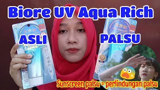 Biore UV Aqua Rich ASLI VS PALSU [upl. by Htessil461]