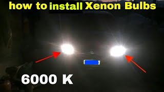 How to Install Xenon on your car H4 6000K White Xenon Gas Halogen Headlight Light Lamp Bulb DC12V [upl. by Marinelli]