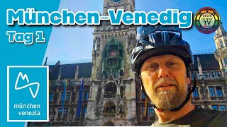 Radfernweg München Venedig 2023 Tag 1 MünchenWiesing 117 km mit dem Ebike über die Alpen [upl. by Amitarp]