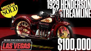 SOLD for 100000 1929 Henderson KJ Streamline  Mecum Las Vegas Motorcycles 2024 [upl. by Darwin]