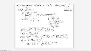 System of ODEs with a repeated eigenvalue [upl. by Namqul]