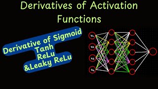 Neural Network activation function Derivatives  Equations for derivatives of activation function [upl. by Eeralih275]