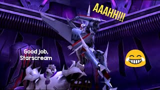 Megatron uses Starscream as a human shield  TFP Game Cutscene [upl. by Einneb]