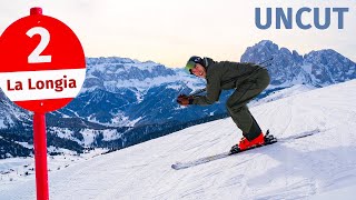 Längste Skipiste in Südtirol 105km Skifahren ohne Pause UNCUT  La Longia Seceda Gröden [upl. by Catlee775]