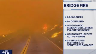 Bridge Fire in LA San Bernardino counties leaves 54 structures destroyed [upl. by Latrena117]