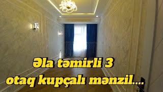 Masazır qazlıliftli binada 3 otaq əla təmirli kupçalı mənzil satılır Tel0515062101 [upl. by Anitselec]