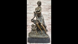 Romantic Bronze Sculpture of Woman with Cherubim Putti Cherubs Children by Milo YRM151 [upl. by Ayikaz982]