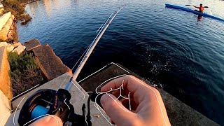 Fishing with a baitcaster for the first time  soft plastics in cooks river [upl. by Aciruam]