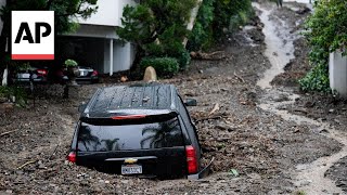 Mud sends some LA residents out of homes after California storms [upl. by Alacim478]