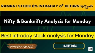 Nifty amp Banknifty Analysis  Intraday Stock Analysis for Tomorrow  8th July 2024 srtradingway [upl. by Eirollam]