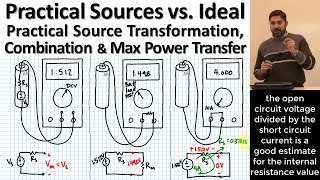 Real Sources vs Ideal  Voltage ⇄ Current Practical Source Transformation  Maximum Power Transfer [upl. by Legnaleugim]