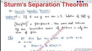 Sturms Separation TheoremODEBScMSc [upl. by Nirual]