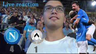 NAPOLIUDINESE 41  SIAMO TORNATI Osimhen si quot vendicaquot e Kvara splende  LIVE REACTION CURVA A HD [upl. by Oster]