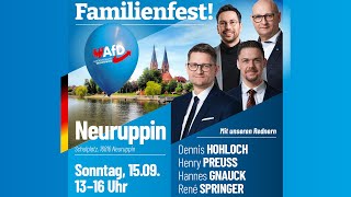 AfD Familienfest in Neuruppin mit R Springer D Hohloch H Gnauck und H Preuss [upl. by Sutsugua983]