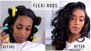 How to use Flexi Rods on natural hairblow out amp Silk pressedType 3B3Cbeginners friendly [upl. by Amitaf]