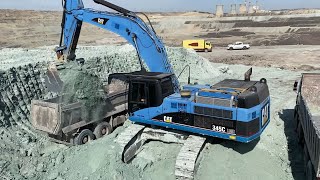 Caterpillar 345C Excavator Loading Trucks  65 Minutes Movie [upl. by Emanuele67]