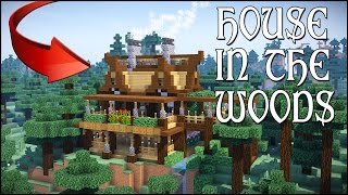 MINECRAFT HOUSE IN THE WOODS How To Make A Wooden Mansion Survival Cliff House Tutorial [upl. by Lindly]