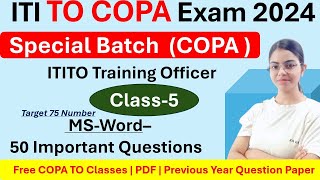 ITITO COPA class 5  MSWord 50 most important questions 2024 ititocopa [upl. by Appolonia]