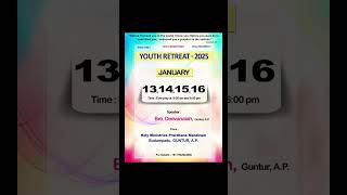 YOUTH RETREAT2025JAN13141516 Speaker Bro DeevanaiahHoly Ministries Budampadu Guntur ap [upl. by Day]