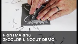 Printmaking 2Color Linocut Demonstration [upl. by Lleze]