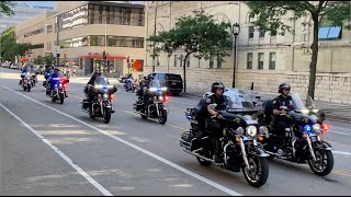 Watch Donald Trumps motorcade in downtown Milwaukee heading to Fiserv Forum [upl. by Rutter]