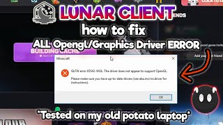 How to Fix the Opengl Error on Lunar Client Any Version  VERY Low End PC [upl. by Lime]