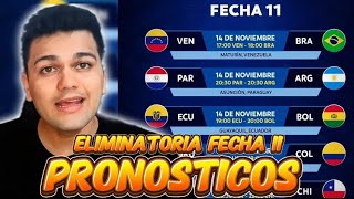 PRONOSTICOS ELIMINATORIAS MUNDIALISTAS CONMEBOL FECHA 11 [upl. by Mariann]