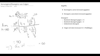 Konvergenz und Divergenz von Folgen mit BEISPIELEN aus der UNI [upl. by Aunson383]