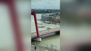 Moment Container Ship Crashes Into Rotterdam Bridge [upl. by Massey]