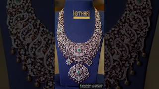 South Indian Peacock Design Open Close Setting Diamond Haram  KothariJewelryUSA [upl. by Nitz624]