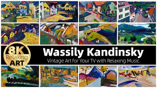 Vintage Art  Wassily Kandinsky  Half an Hour of Relaxing 8K HD Video with Calming Music [upl. by Kynan]